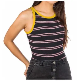 Vans Women's Lizzie Stripe Bodysuit - Black/Gold/Palm