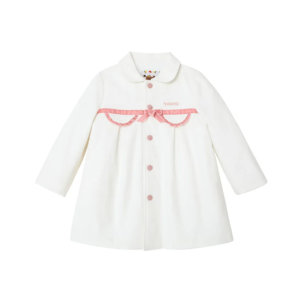 Vauva FW23 - Girls Embroidered Logo Quilted Coat (White)