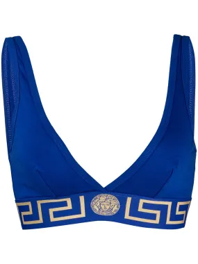 Versace Blue Greek Key Triangle Bra