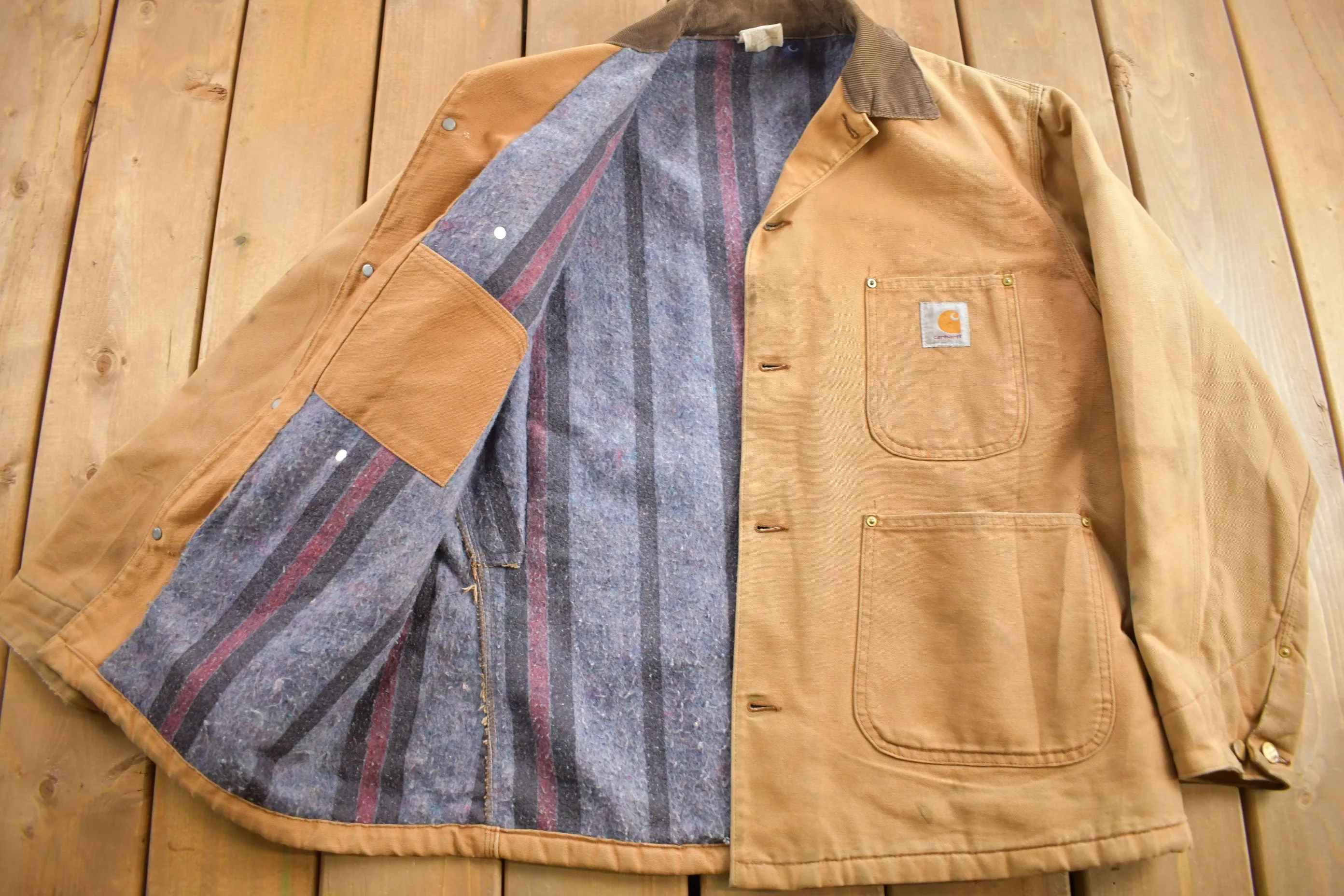 Vintage 1980s Carhartt Blanket Lined Chore Coat