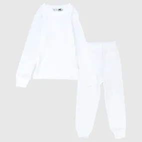 White Long-Sleeved Thermal Underwear Set