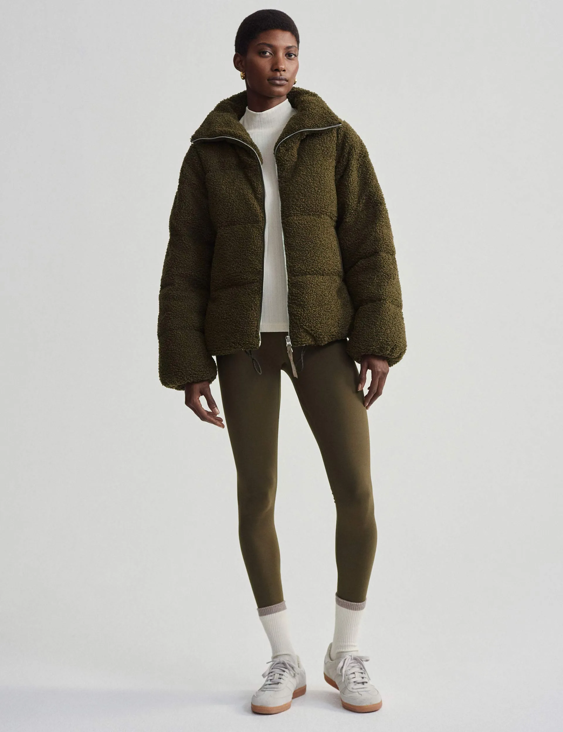 Wilkins Sherpa Puffer Jacket - Dark Olive