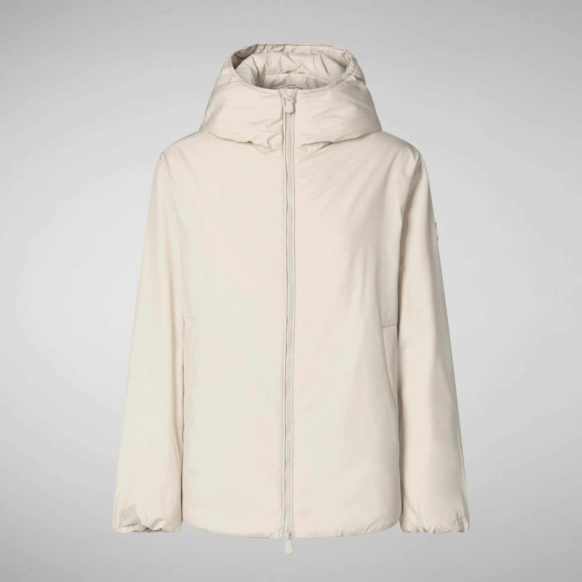 Woman's hooded coat Niaz in rainy beige