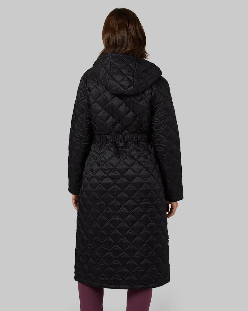 WOMEN'S DIAMOND QUILTED MAXI POLY-FILL COAT