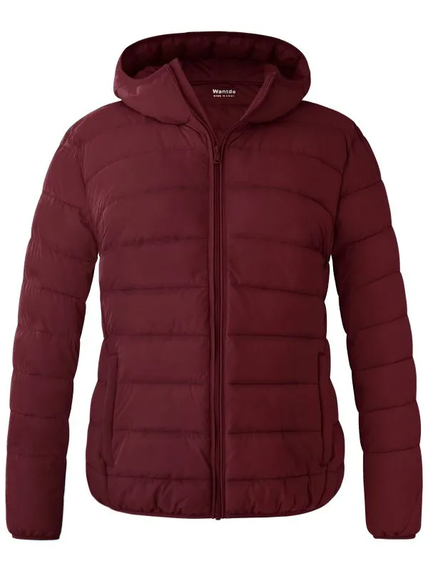 Women's Plus Size Hooded Winter Jacket Lightweight Quilted Recycled Polyester Puffer Jacket WD