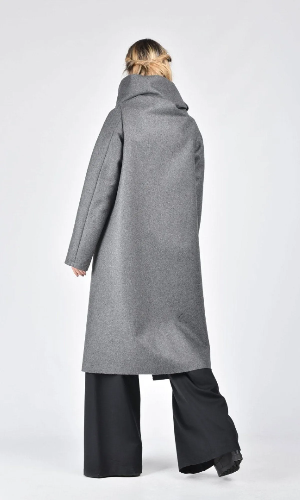 Wool Felt Coat with High Collar