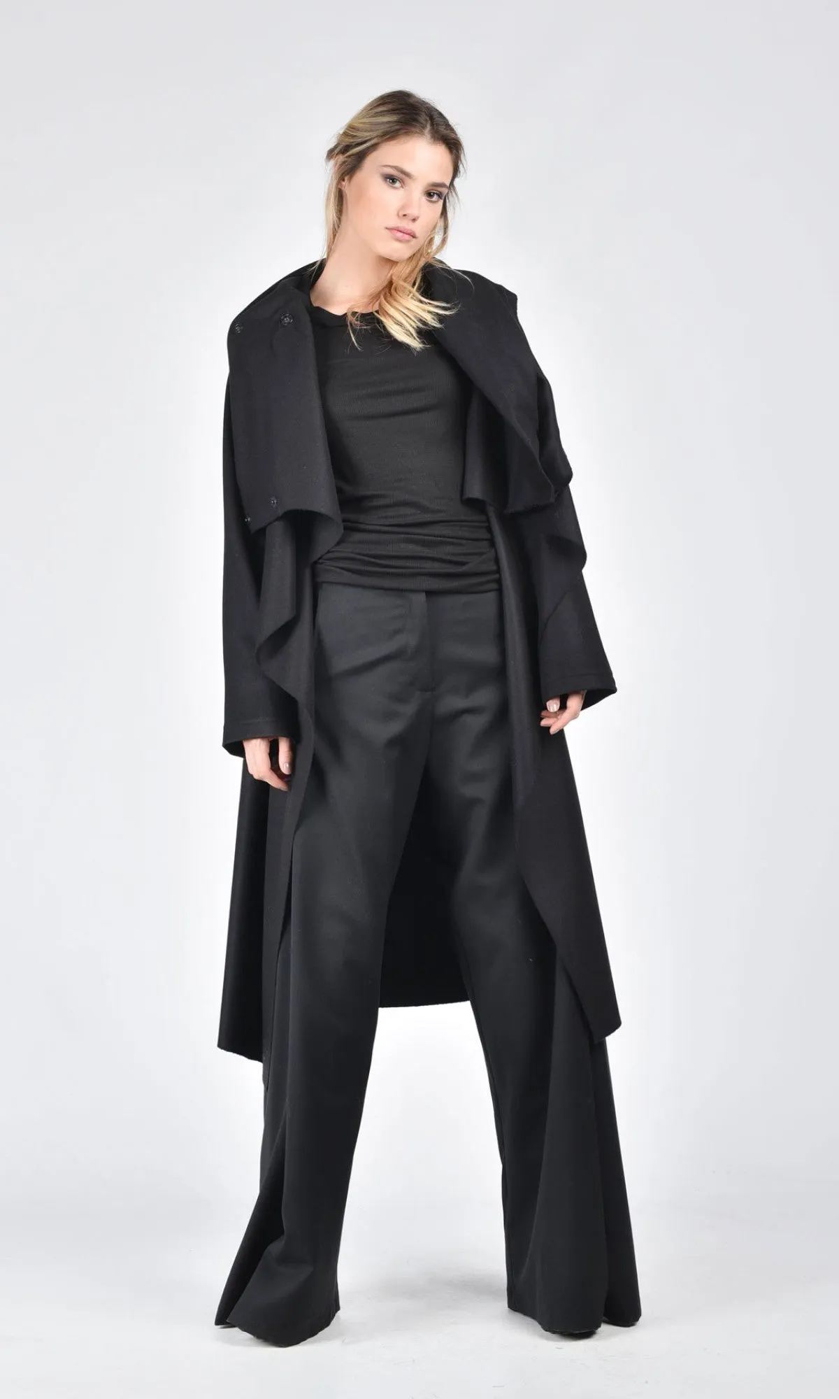 Wool Felt Coat with High Collar